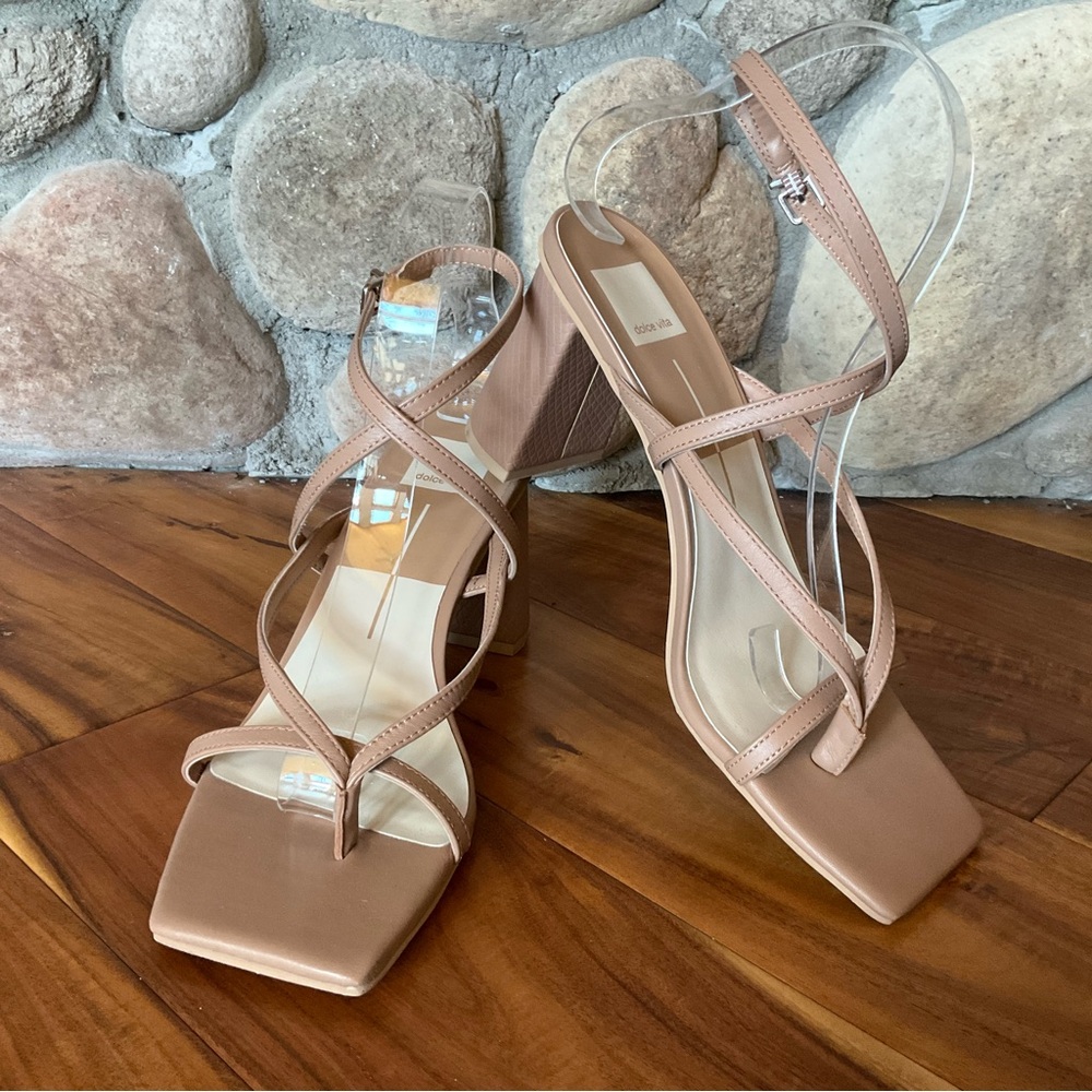 Dolce Vita Nude Tan Strappy Block Heel Sandals